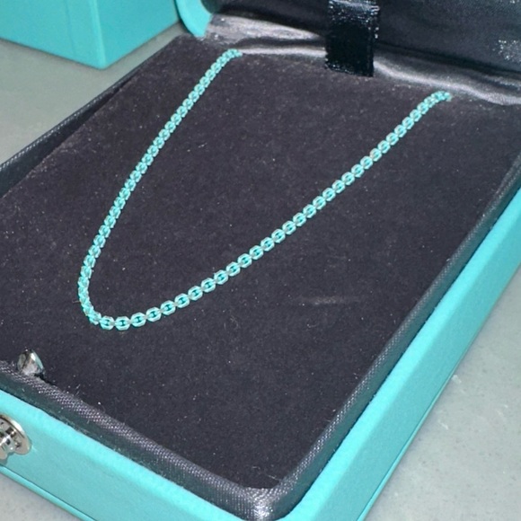 TIFFANY & CO "SPARKLER" BLUE ENAMEL COATED SILVER CHAIN/NECKLACE 100% AUTHENTIC - Picture 14 of 16